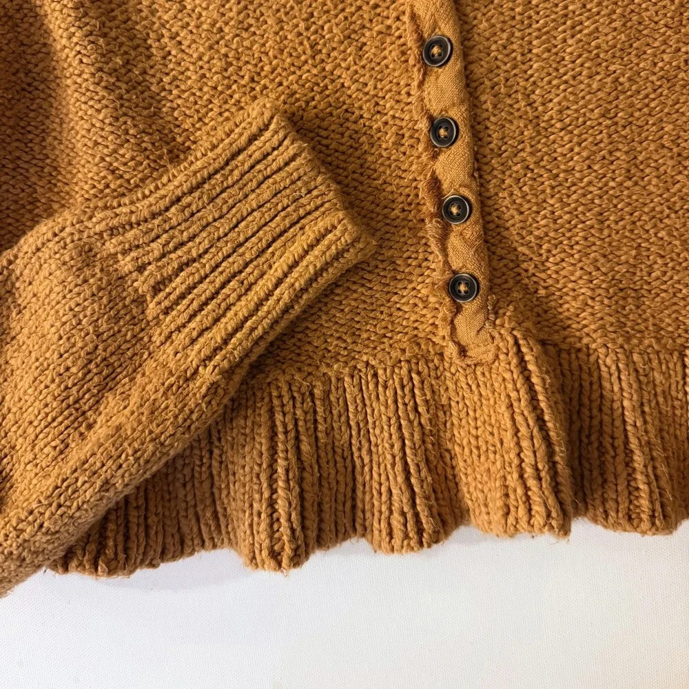 Free People Sweetheart Henley Cropped Sweater Rust Small Cottagecore Granola